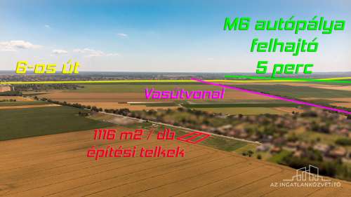 Fácánkert, 1116 m2 belterületi építési telkek Pakstól 19 percnyire