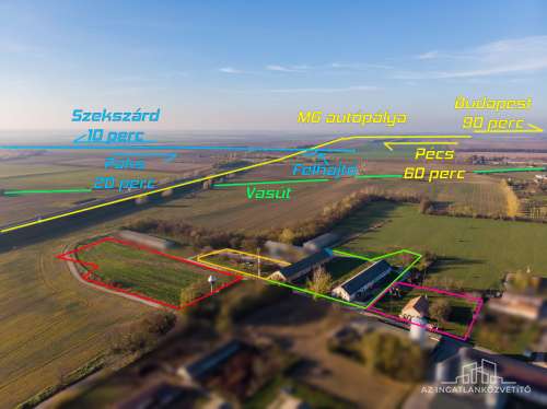 Tolna-Mözs, jól megközelíthető 3148 m2 iparterület 200 m2 épülettel