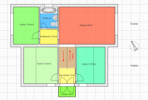 Fadd, Somos u 33. - nappali + 3 hálószobás részben felújított, több szintes családi ház