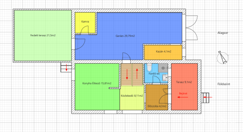 Fadd, Somos u 33. - nappali + 3 hálószobás részben felújított, több szintes családi ház