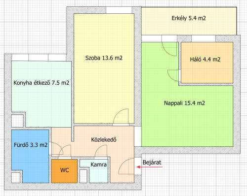 Tolna, Bajcsy-Zsilinszky utca 73, földszint 54 m2-es lakás