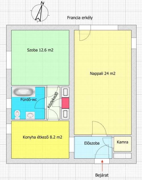 Szekszárd, Székely Bertalan utca, földszinti 56 m2-es lakás